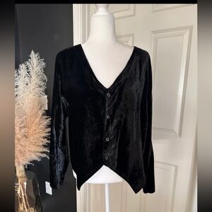 CP Shades Vintage San Francisco Velour Black Cardigan Sweater size Large